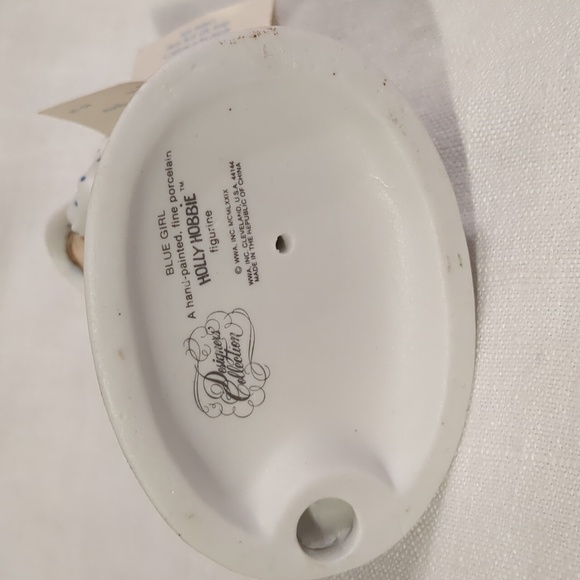 Holly Hobbie Figurine Blue Girl Cat Hand Painted Prairie Tabby Porcelain Vtg 70s - Picture 8 of 14